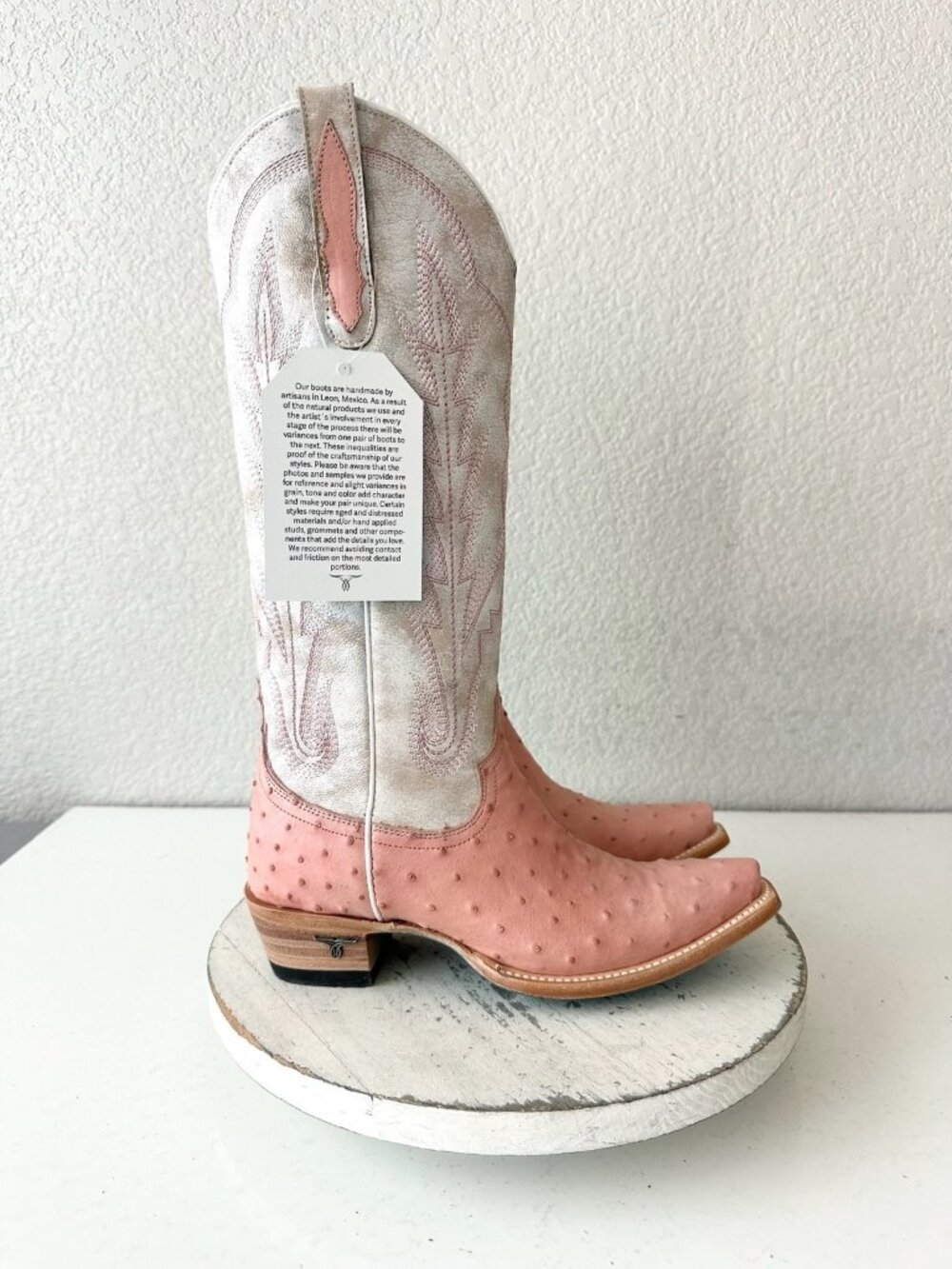 Lane SKYLIGHT Cowboy Boots Pink Ostrich Western Cowgirl Tall Snip Toe Womens 6.5 - Picture 2 of 12